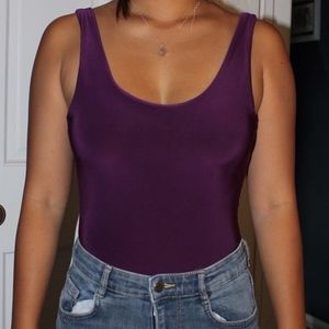 purple body suit